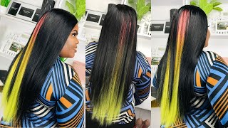 Pre-Colored Hidden Rainbow Hair Color + Styling  Very Affordable | Ft. Nia Wigs