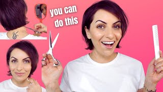 How To Cut Your Own Hair Short Into A French Bob From A Grown-Out Pixie | Growing Out A Pixie