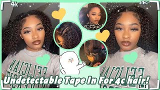Super Naturally!Install Undetectable Tape In Extension Kinky Curly On 4C Hair Ft.@Ulahair