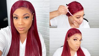 The Perfect Pre-Colored 99J Lace Wig Install | Lace Front Wig Tutorial | Lush Wig