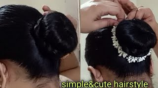 Simple&Cute Hairstyle For Medium Hair//Donut Bun Hairstyle//Party Hairstyles