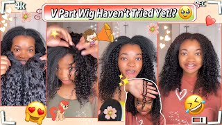 Protective V Part Wig Install Tutorial! Curly Hairstyle W/Mini Leave Out Ft.#Elfinhair Review