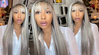 This Color Is Giving| Trust The Process| 13X4 Platinum Grey Highlight Wig| Ft. Megalook Hair