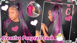 How To: Half Up Half Down Quick Weave |  Purple Highglight Color Hair + Fishtail Braids Ft.#Ulahair