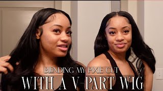 Turning My Closure Wig Into A V Part Wig + Blending In My Pixie Cut