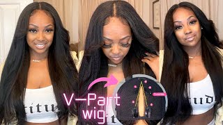 No Glue, Spray, Sewing Or Lace! Easy V-Part Wig Install + Step By Step Ft. Ali Pearl Hair