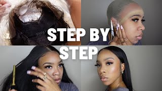 Detailed Lace Frontal Wig Install For Beginners | Bleaching Knots + Plucking Hairline + Cutting Lace