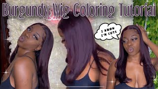 Burgundy/Wine Wig Dye | Tutorial Using L'Oreal High Colors | Just Raee