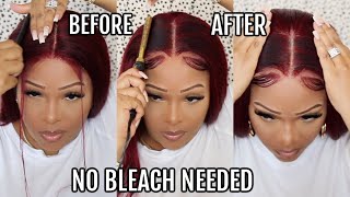 Wig Transformation: Perfect Red/Burgundy Wig Install | No Bleach Hair Color | Beginner Friendly