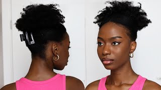 Pinterest Middle Part Sleek High Puff Updo Hairstyle On 4C Natural Hair, No Gel!