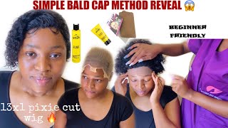 Simple Bald Cap Method Reveal | 13X1 Pixie Cut Wig | Quick Wig Install | Beginner Friendly