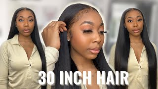 Detailed 30 Inch Straight Hair Wig Install: How To Lay Frontal Wig | Rosabeauty |