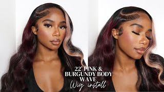 *Must Have* Pre Colored Pink & Burgundy Highlights | Flawless Wig Install | Ft. Asteria Hair