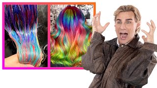 Hairdresser Reacts To Fantasy Hair Color Transformations!