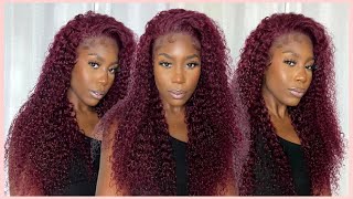 24" 99J Curly Wig Install From Start To Finish Ft. Unice Hair