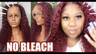 Ready To Wear 24 Inch Pre-Colored Burgundy  Wig  || No Bleach Needed || Unice Hair