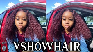 *Must Have!* Kinky Curly 99J 24Inch Lace Front Wig | Vshowhair