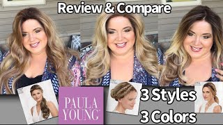 Review 3 Colors & Styles Paula Young Long Versafiber Updo Wigs Gorgeous Lace Front/Mono Top!