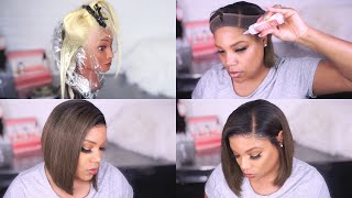 How To Color, Cut, And Install A Blonde Lace Frontal Wig  | Meltdown Lace Glue | Charlion  Patrice