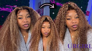 How To : Melted Curly Half Up Half Down Frontal Install Ft Urgirl Hair
