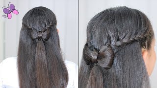 Pull Back Braids Into A Hair Bow | Cute Girly Hairstyles | Hairstyles For Long Hair