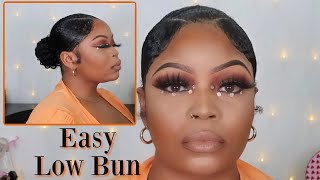 Easy 2 Part Low Bun On Natural Hair/ Thin Or No Edges Disguise