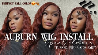 Turning This T Part Closure Into A Side Part! Perfect For Fall| Auburn Body Wave Ft Unice Hair
