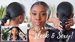 Simple Wash Day Style For Natural Hair | Sleek Low Banded Ponytail