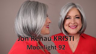 Jon Renau Kristi In The New Color Moonlight 92!  Beautiful Silver Gray On A Hand-Tied Bob Wig