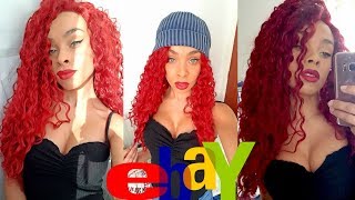 Ps20!!! Red Curly Synthetic Lace Front Wig From Ebay