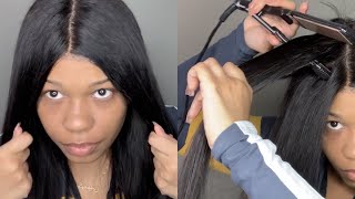 Back To School Silky Straight 13X6 Pre Plucked Lace Frontal Wig Ft Isee Hair ( First Impression )