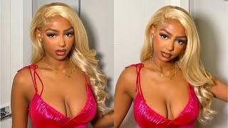 Lace Where?? | 613 Blonde Frontal Wig Install + Bombshell Curls W/ Side Part |Ft. Yolissa Hair