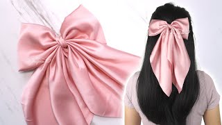 Long Tails Satin Hair Bow  How To Make A Bow With Long Tails