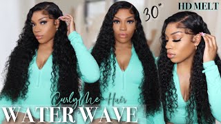 Long Hair & Laidd Edges !!! 30" Water Wave Frontal Wig Install Ft. Curlyme Hair