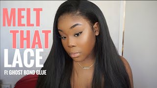 How To Melt / Lay Down Your Lace Frontal Using Ghost Bond Glue Ft Queen Weave Beauty Hair Light Yaki