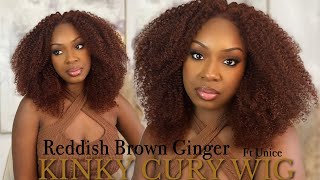 Beginner Friendly Kinky Curly Wig| Reddish Brown Ginger Curly Wig Ft Unice Hair
