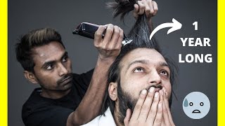  Indian Boy Epic Reaction After Getting 1 Year Long Hair Cut By Indian Barber.