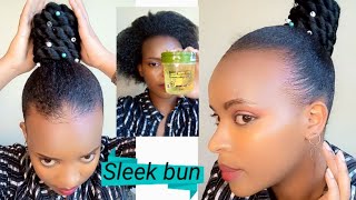 How To Apply Eco Styler Gel On Natural Hair. Sleek Top Bun Tutorial/ Hairstyle Using Wool.