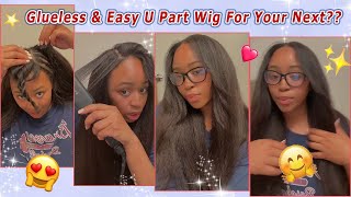 Beginner-Friendly U Part Wig Install | Kinky Straight Hairstyle #Elfinhair, Protect Natural Hair