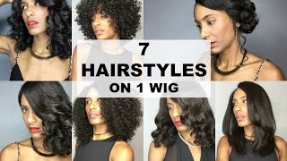 7 Hairstyles On A Curly Brazilian Virgin Lace Front Wig | Wowafrican
