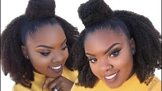 How To: Half Up, Half Down Hairstyle On Natural 4C Hair | Hergivenhair Clip Ins | Joynavon