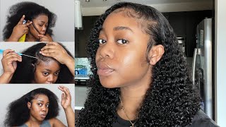 *Detailed* *Glueless* Curly Frontal Wig Installation Ft. Megalook Hair