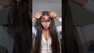 Buss Down Middle Part Bone Straight Lace Frontal! Never Goes Wrong! #Amandahair #Shorts #Wiginstall