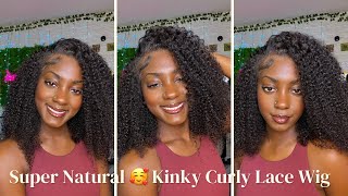 Super Natural  Kinky Curly Lace Wig Install | Ft. Unice Hair