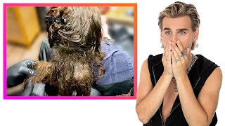 Hairdresser Reacts To People Detangling Extremely Tangled/ Matted Hair