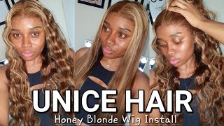 13X4 Lace Front Ombre Honey Blonde Highlight Wig Review & Install - Unice Hair