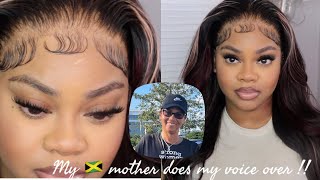 My Mom Does My Voiceover For My Wig Install | Pink And Burgundy Stripe Wig Ft Asteria Hair
