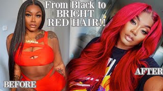 Watermelon Scented Lace Glue ?? +  From Black To Bright Red No Bleach  | Laurasia Andrea Hair