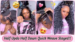 Tutorial: To Do Half Up Half Down Quick Weave | Curly Hair Extensions #Elfinhair, 100% Human Hair~