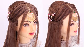 2 Open Hairstyle For Wedding Gown L Front Variation L Wedding Hairstyles For Girls L Tikka Hairstyle